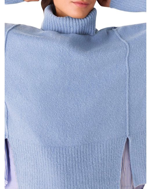 Whistles Blue Women's Wool Mix Roll Neck Knit