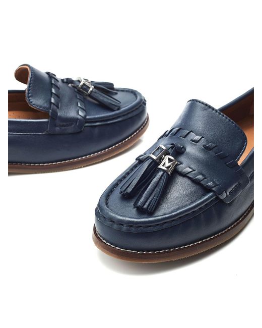 Moda In Pelle Blue Women's Espelette Navy Leather Shoes