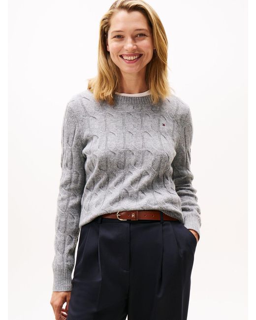 Tommy Hilfiger Gray Cable Knit Soft Jumper