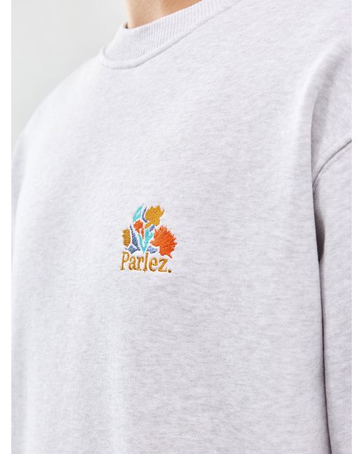 Parlez White Imprint Crew Neck Sweatshirt for men
