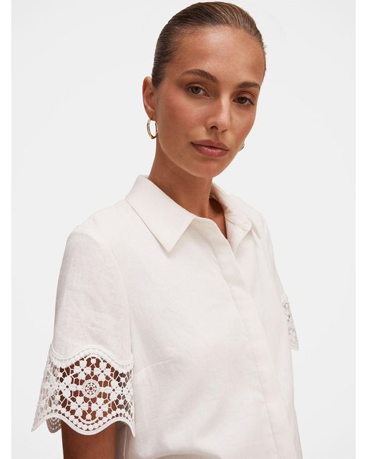 Forever New White Skye Lace Trim Shirt