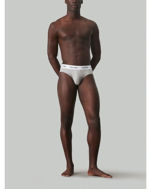 Calvin Klein White Three Pack Hip Briefs, Cotton for men