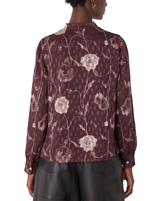 Whistles Purple Floral Dobby Blouse Multi, Wood/Metal