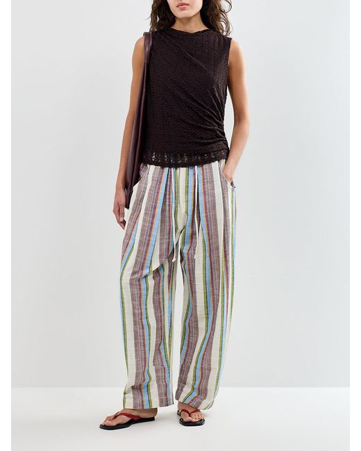 Free People White Chambers Stripe Trousers Striped