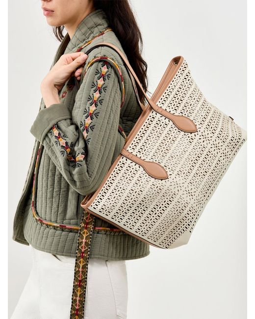 Gianni Chiarini Natural Mashup Laser Cut Tote Bag Cream