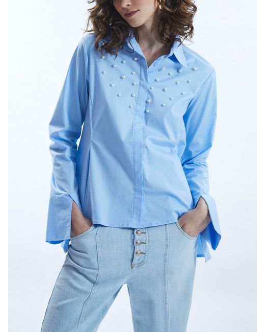 James Lakeland Blue Pearl Detail Shirt
