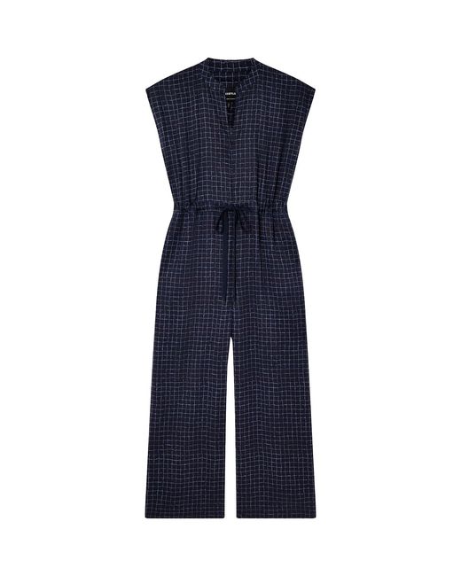 Whistles Blue Grid Print Sleeveless Jumpsuit