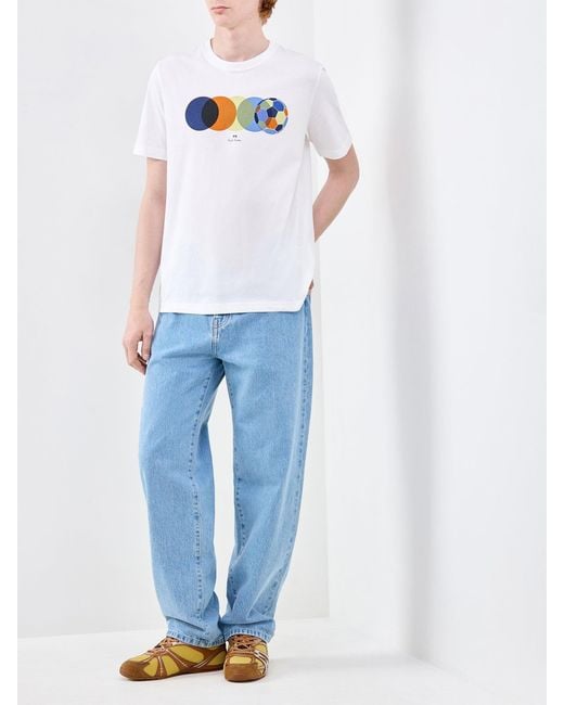 Paul Smith White Football Graphic T-Shirt for men