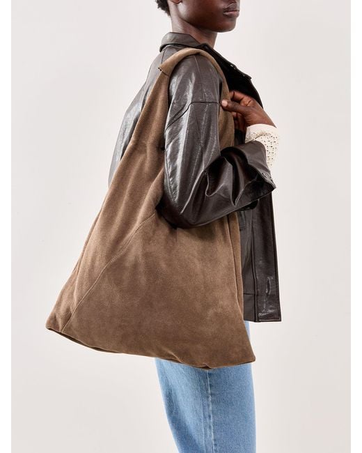 Marlon Brown Giselle Suede Shoulder Tote Bag