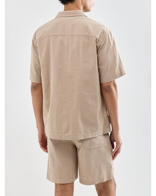 Only & Sons Natural Seersucker Resort Shirt for men