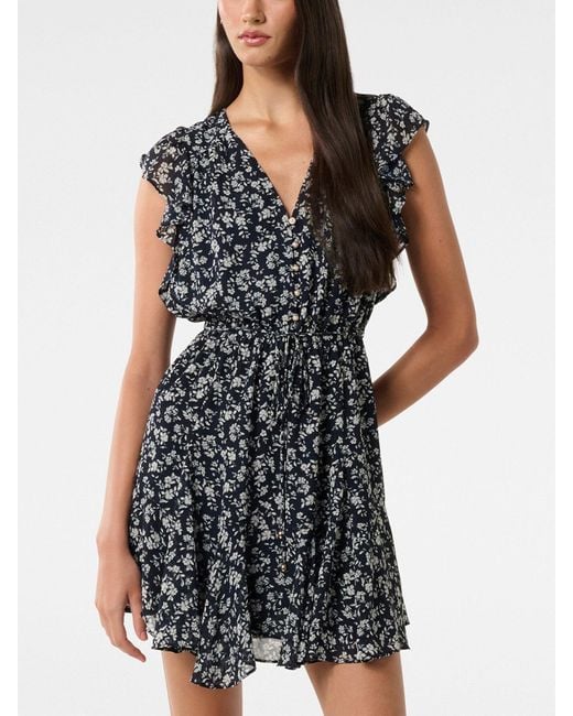 Forever New Blue Maxine Flutter Sleeves Mini Dress