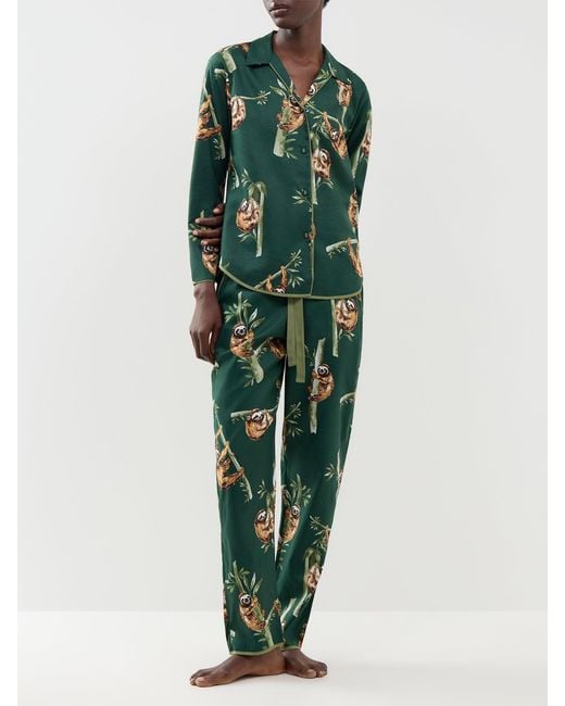 Cyberjammies Green Sloth Print Pyjama Bottoms