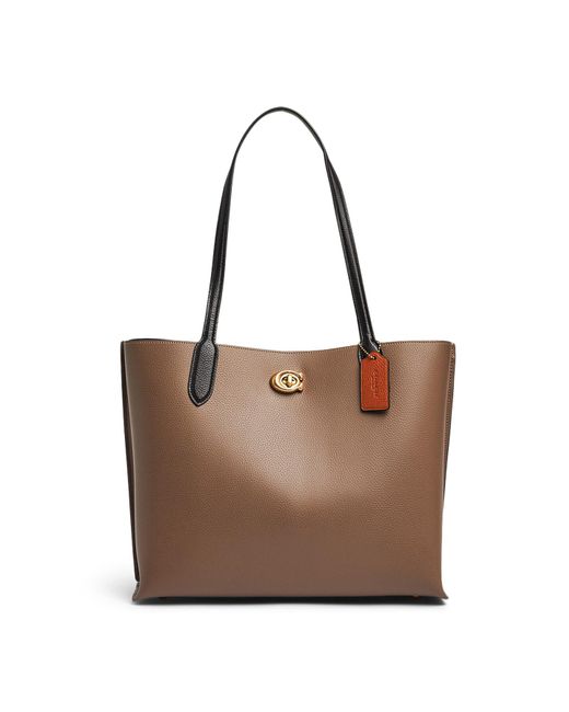 COACH Brown Women's Willow Tote In Colorblock With Signature Canvas Interior