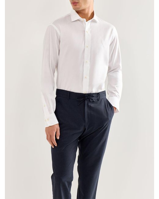 Polo Ralph Lauren White Custom Fit Textured Tonal Oxford Shirt Light for men