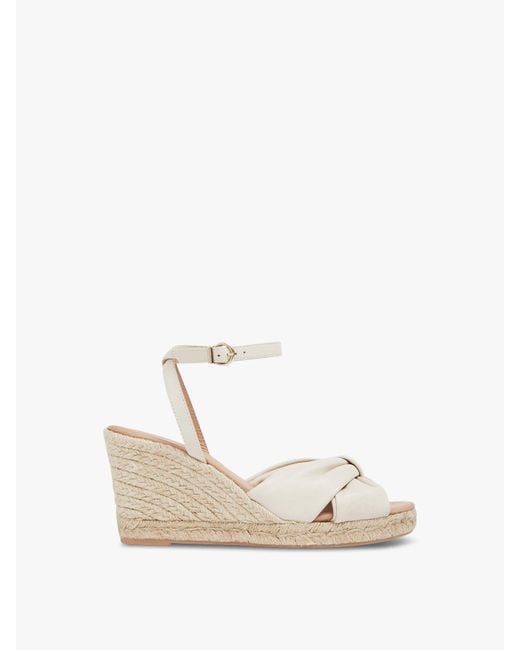 L.K.Bennett White Women's Angela Cream Leather Espadrille Sandals