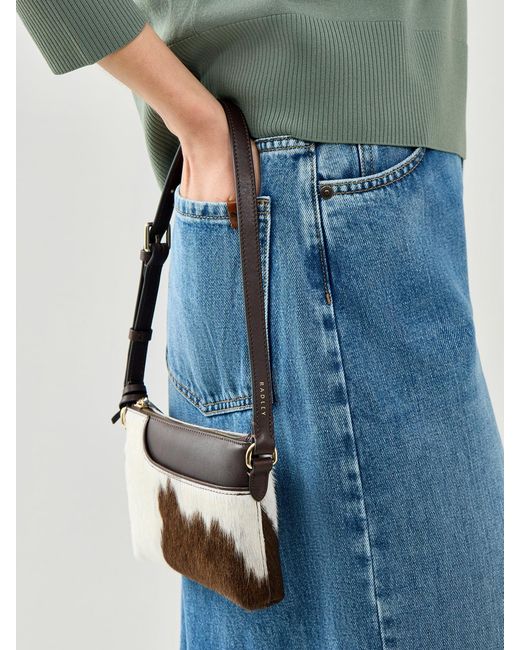 Radley Blue Pockets Cowhide Mini Zip Top Shoulder Bag