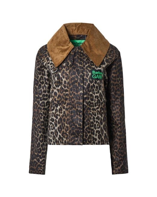 Barbour Black X Ganni Printed Hooded Wax Anorak Jacket