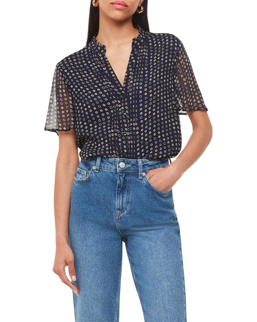Whistles Blue Women's Spotted Hoop Frill Blouse