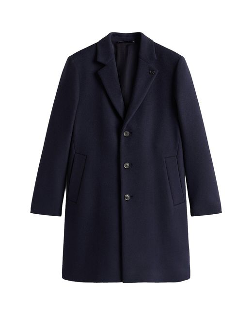 Tommy Hilfiger Blue Blend Single Breasted Coat for men