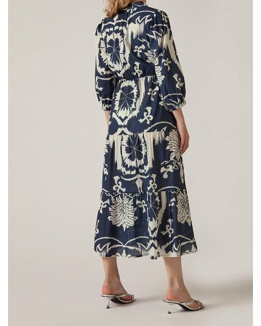 James Lakeland Blue Ornamental Tiered Midi Dress
