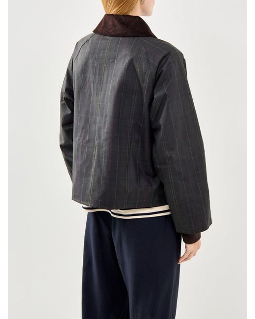 Barbour Black Arlene Checked Wax Jacket