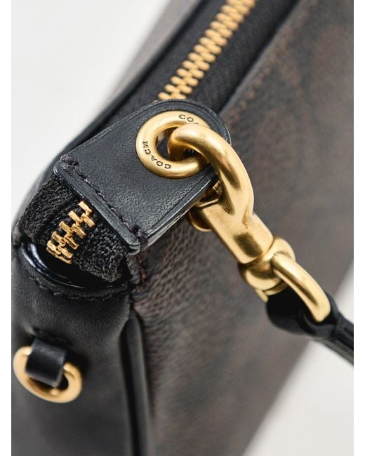 COACH Black Signature Plaza Shoulder Bag