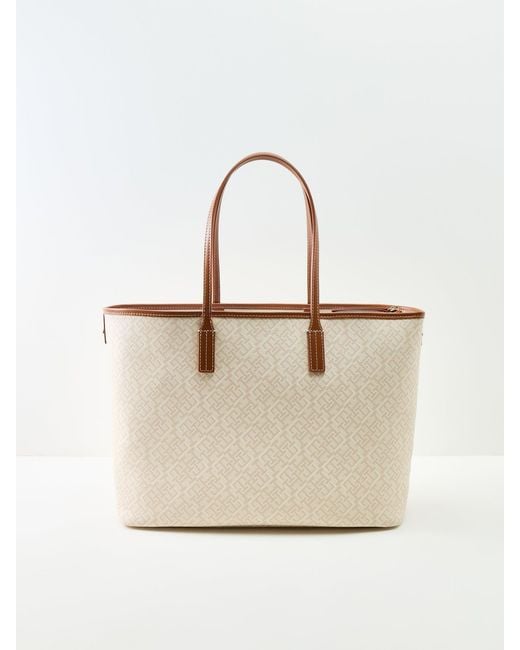 Tommy Hilfiger Natural Monoplay Stripe Tote Bag Cream