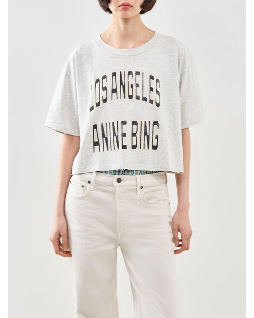 Anine Bing White Johnny Cropped Tee