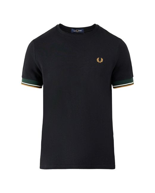 Fred Perry Black Twin Tipped Cuff T-Shirt for men