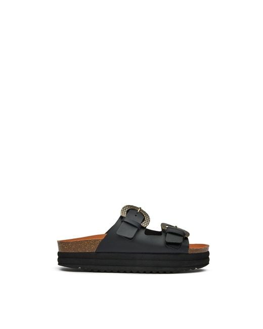 V.Gan Black Vegan Plum Footbed Reptile Sandals