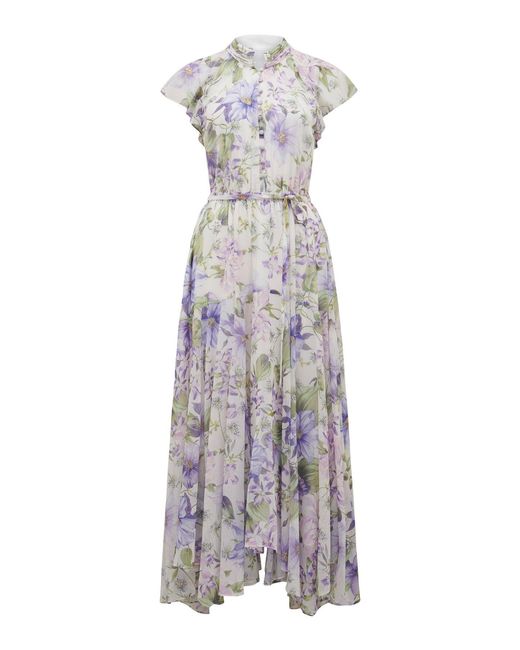 Forever New White Freya Flutter Sleeves Midi Dress