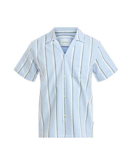Les Deux Blue Men's Lawson Stripe Short Sleeve Shirt for men