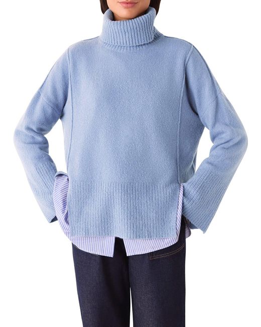 Whistles Blue Women's Wool Mix Roll Neck Knit