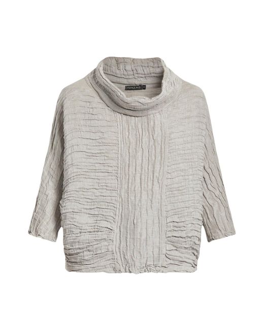 Grizas Gray Cowl Neck Silk Crinkle Blouse