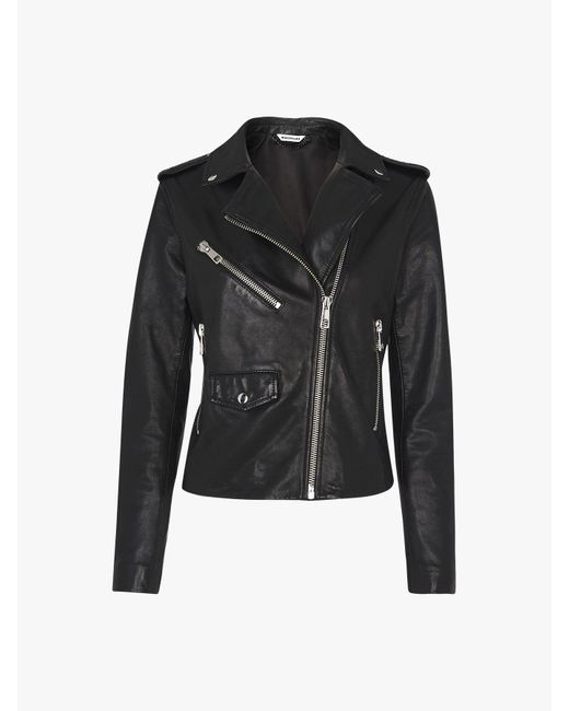 Whistles Black Women's Agnes Pocket Leather Jacket