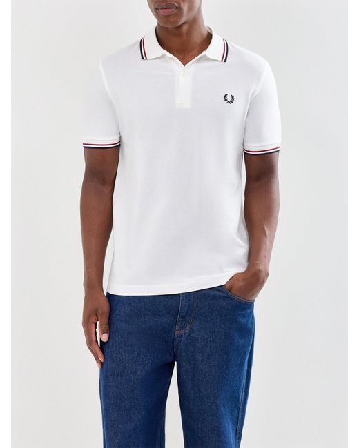 Fred Perry White Twin Tipped Shirt for men
