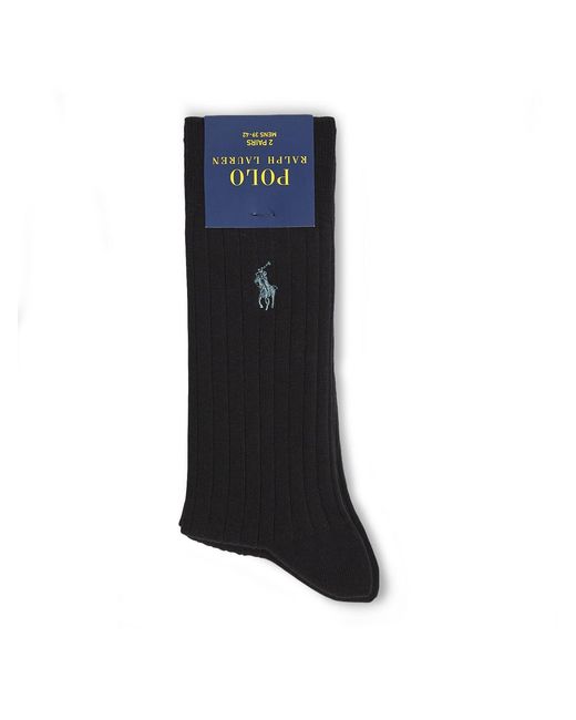Polo Ralph Lauren Blue 2 Pack Rib Egyptian Socks for men