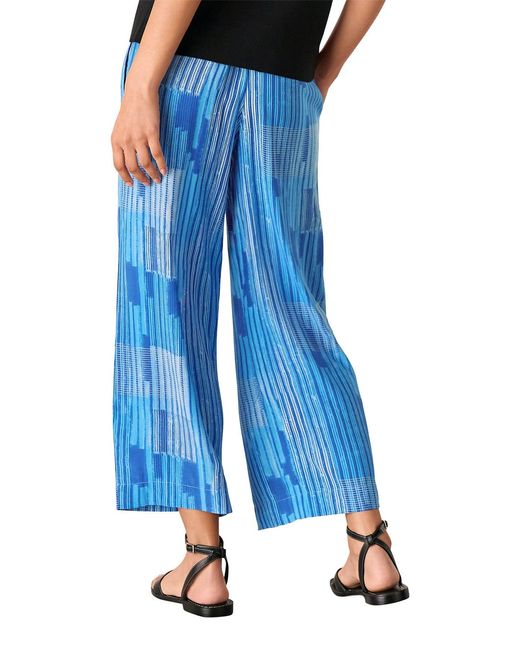 Whistles Blue Stripe Print Cropped Trouser, Wood/Metal