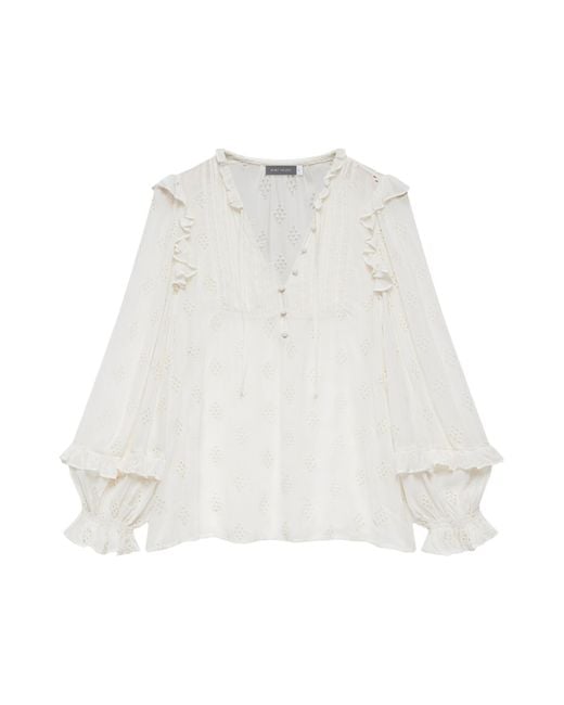 Mint Velvet White Women's Broderie Anglaise Blouse