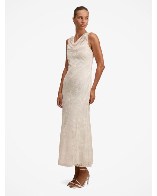 Forever New White Jenna Panelled Lace Dress Cream