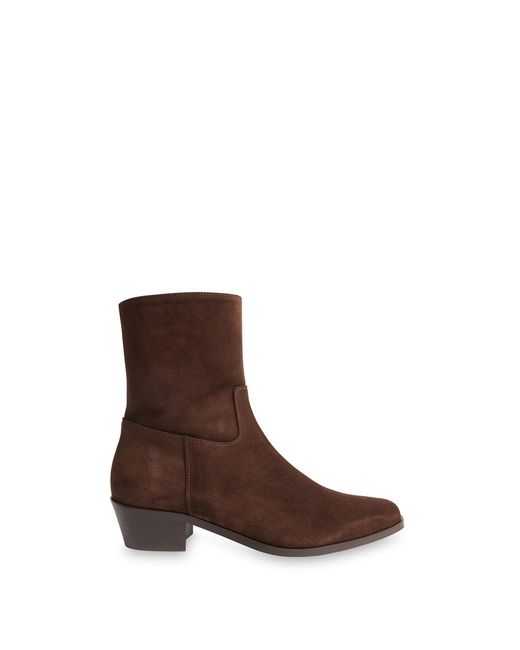 Whistles Brown Suede Block Heel Clean Western Ankle Boots