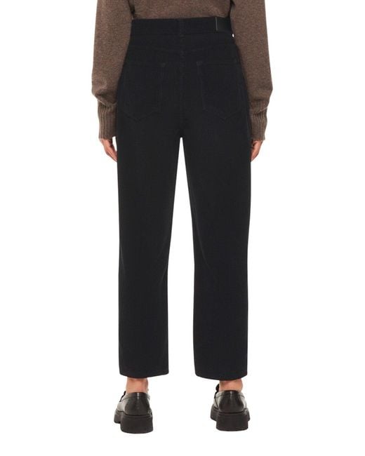 Whistles Black Women's High Waist Cord Barrel Jean