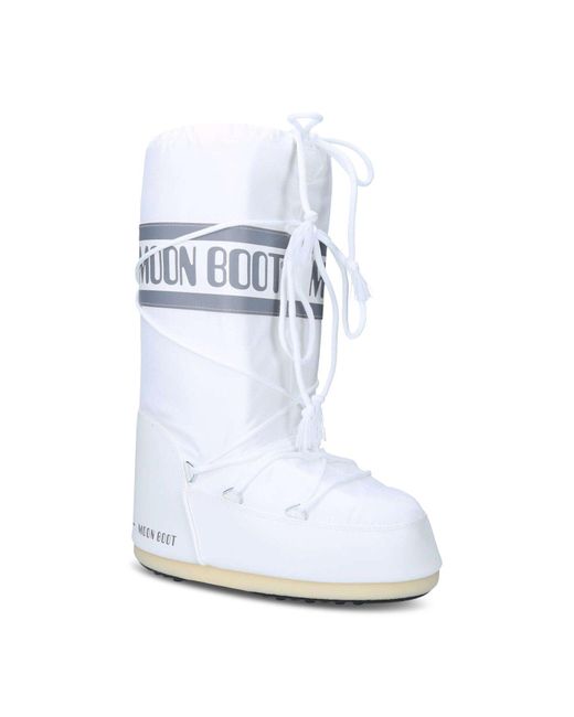 Moon Boot White Women's Icon Nylon Knee-high Boots