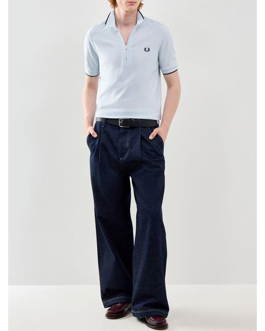Fred Perry Blue Crepe Pique Polo Shirt for men