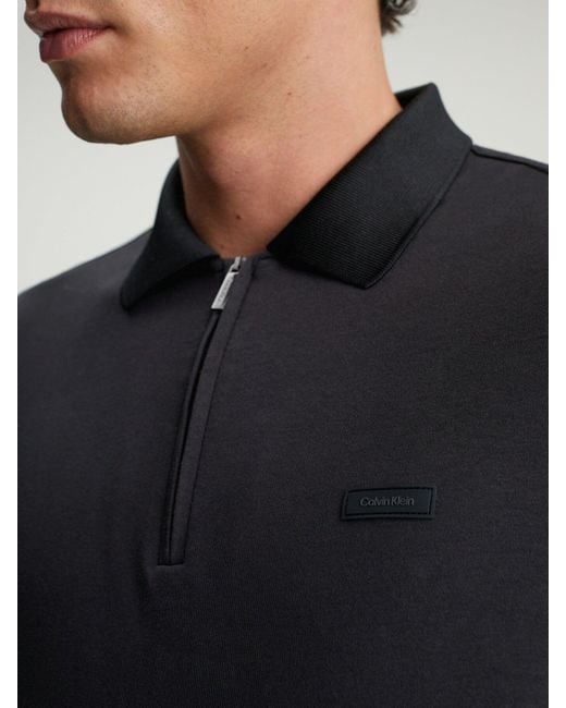 Calvin Klein Black Welt Zip Polo Shirt for men