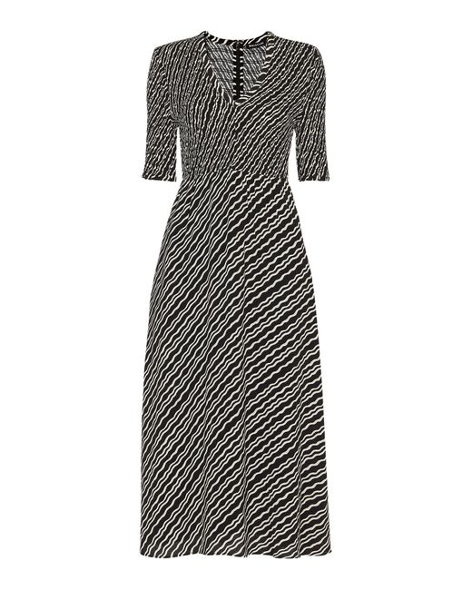 Whistles Gray Women's Diagonal Ripple Shirred Dress