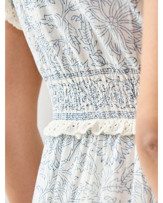 Aspiga White Pippa Block Print Dress Sunflower Ivory
