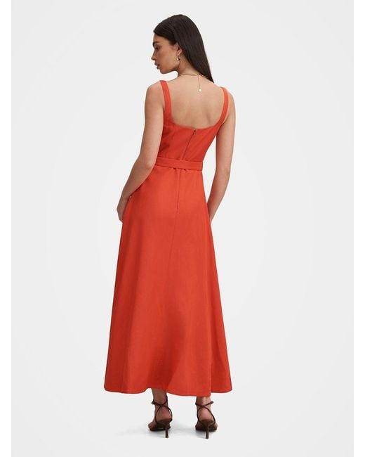 Forever New Red Hayden Square Neck Midi Dress