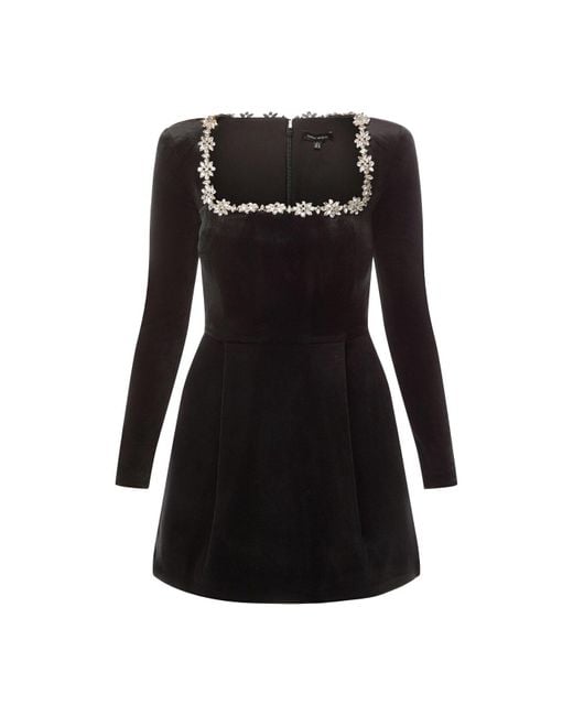 Nadine Merabi Black Women's Kimberly Velvet And Crystal Dress