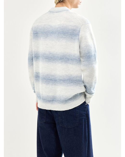 SELECTED Blue Space Dyed Crew Neck Knit for men